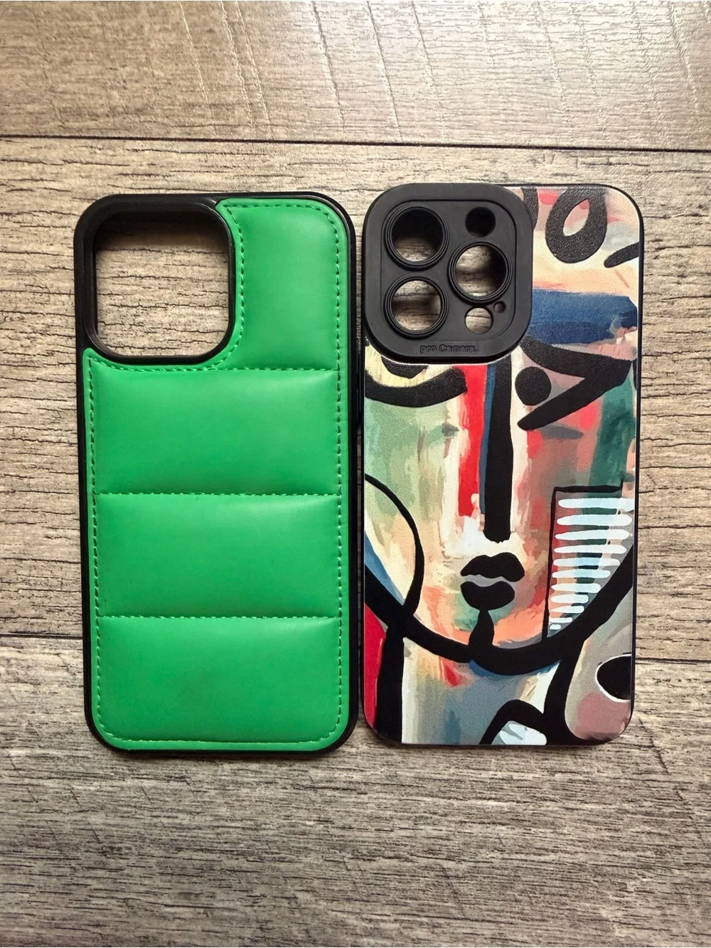 Apple Green Puffer Wallet Case & Abstract Multi-Color Art Case